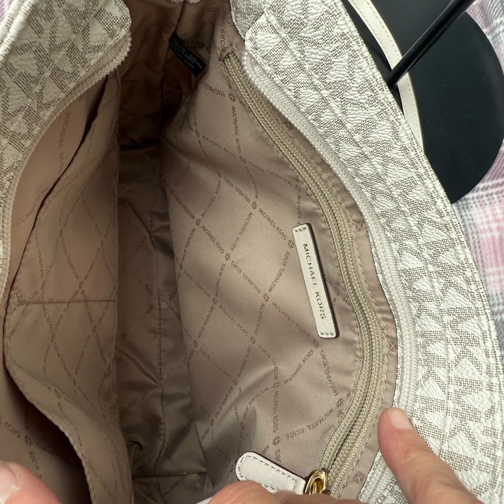 Michael Michael Kors Cream and Gray Monogram Bag